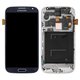 Дисплей для Samsung I9500 Galaxy S4, синій, з рамкою, Оригінал (переклеєне скло)