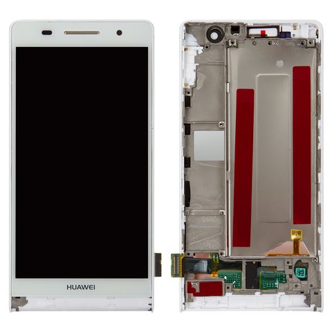 Дисплей для Huawei Ascend P6 U06, белый, с рамкой, High Copy