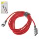 USB кабель Baseus Green U-shaped lamp Mobile Game, USB тип-A, Lightning, 200 см, 1,5 А, красный, П-образный, в нейлоновой оплетке, #CALUX-B09