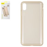 Чохол Baseus для iPhone XS Max, золотистий, прозорий, захисний, силікон, #ARAPIPH65-SF0V