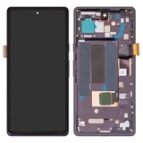 Дисплей для Google Pixel 7a, чорний, з рамкою, Оригінал (переклеєне скло)