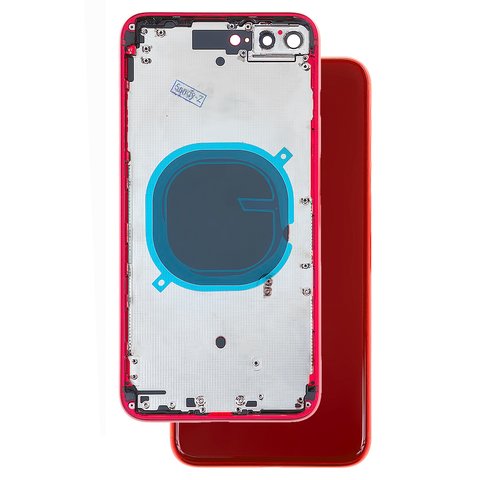Housing compatible with iPhone 8 Plus, red, with SIM card holders, with side button 