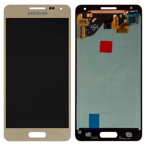 LCD compatible with Samsung G850F Galaxy Alpha, golden, without frame, original change glass 