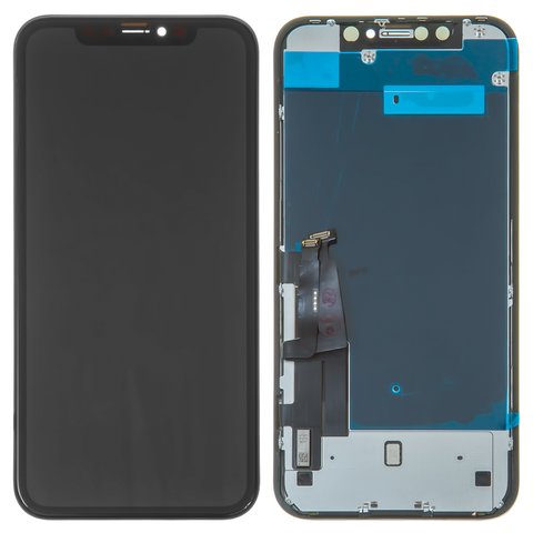 Pantalla LCD puede usarse con iPhone XR, negro, con marco, vidrio reemplazado, con placa protectora de pantalla