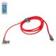 Cable USB Konfulon S71, USB tipo-A, Lightning, 100 cm, 2 A, rojo
