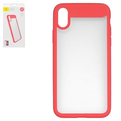 Case Baseus compatible with iPhone X, red, transparent, silicone, glass  #ARAPIPHX SB09