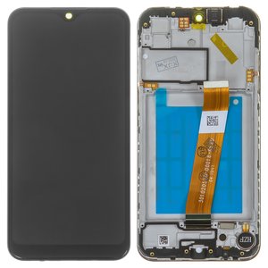 Pantalla LCD puede usarse con Samsung A015 Galaxy A01, A015F Galaxy A01, negro, con marco, Original PRC , con conector angosto