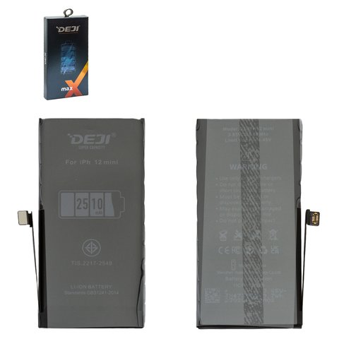 Batería Deji puede usarse con Apple iPhone 12 mini, Li ion, 3.85 V, 2510 mAh, mayor capacidad, original IC
