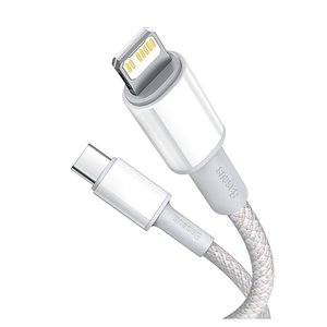USB Cable Baseus High Density Braided, USB type C, Lightning, 100 cm, 20 W, white, nylon braided  #CATLGD 02