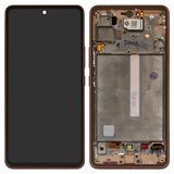 Pantalla LCD puede usarse con Samsung A536 Galaxy A53 5G, rosado, dorado, con marco, Original (PRC)
