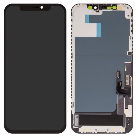 LCD compatible with iPhone 12, iPhone 12 Pro, black, with frame, AAA, TFT , ZY, LTPS FHD 