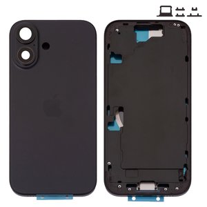 Carcasa puede usarse con iPhone 16, negro, con botones laterales,  con sujetador de tarjeta SIM, Original PRC , EU version
