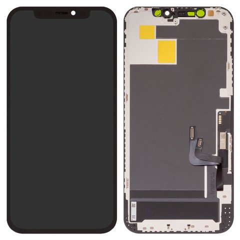 LCD compatible with iPhone 12, iPhone 12 Pro, black, with frame, HC, without error, OLED , DD OLED OEM soft, diagnosable 