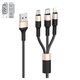 USB дата-кабель Hoco X26, USB тип-C, USB тип-A, micro-USB тип-B, Lightning, 100 см, 2 A, чорно-золотистый