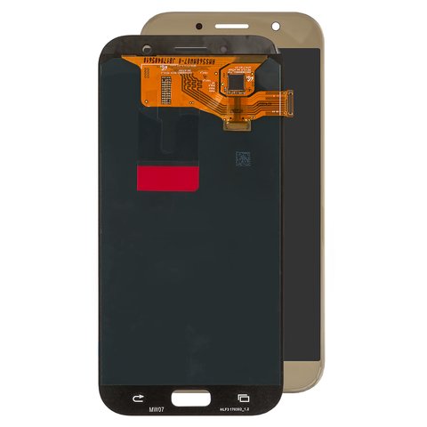 LCD compatible with Samsung A720 Galaxy A7 2017 , golden, without frame, original change glass 