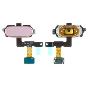 Flat Cable compatible with Samsung J530F Galaxy J5 2017 , J730F Galaxy J7 2017 , menu button, pink, with plastic, Original PRC  