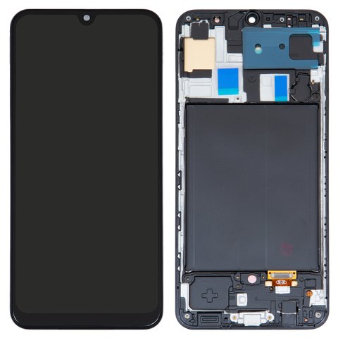 Дисплей для Samsung A305F DS Galaxy A30, A505F DS Galaxy A50, A507F DS Galaxy A50s, черный, с рамкой, High Copy, с широким ободком, OLED 