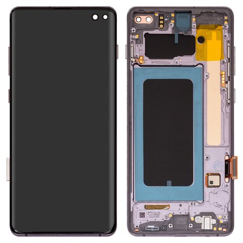 LCD compatible with Samsung G975 Galaxy S10 Plus, silver, with frame, High Copy, OLED  