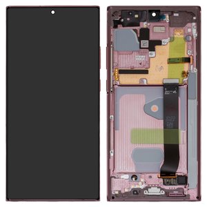LCD compatible with Samsung N985F Galaxy Note 20 Ultra, N986B Galaxy Note 20 Ultra 5G, bronze, with frame, Original PRC  