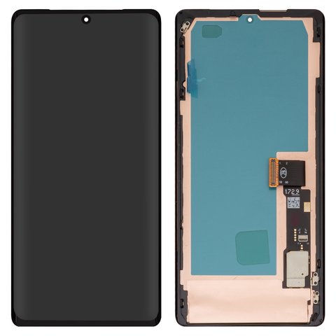 LCD compatible with Google Pixel 7 Pro, black, with frame, High Copy, with wide edge, OLED  