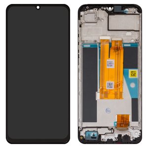LCD compatible with Realme Note 60, black, with frame, Original PRC , RMX3933 