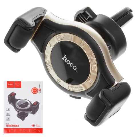 Sujetador para coche Hoco S1 Lite, negro, dorado, sobre deflector