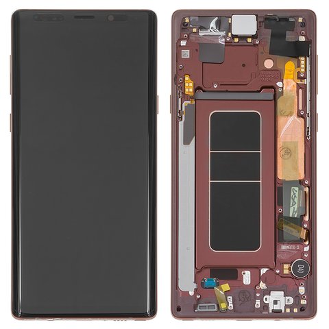 Pantalla LCD puede usarse con Samsung N960 Galaxy Note 9, marrón, dorado, bronce, con marco, Original, empaque industrial, metallic Copper, original glass, #GH97 22269D