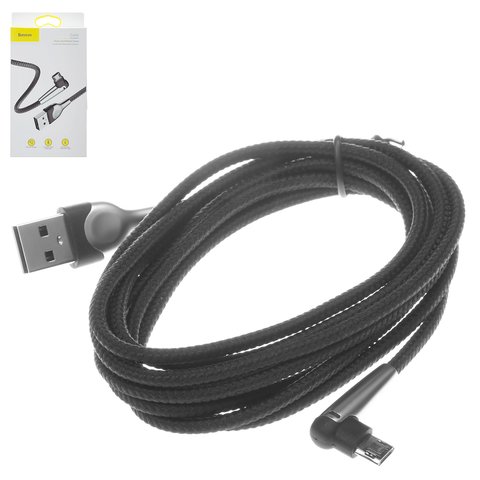 Cable de carga Baseus MVP Elbow, USB tipo A, micro USB tipo B, 200 cm, 1.5 A, negro, #CAMMVP F01