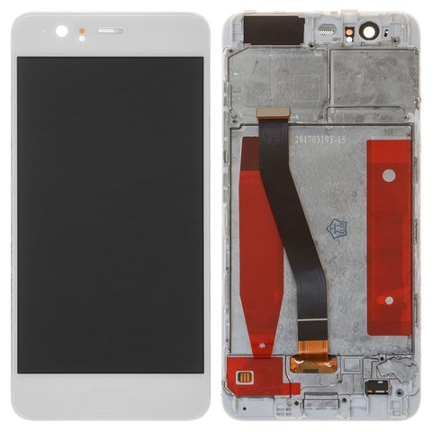Pantalla LCD puede usarse con Huawei P10, blanco, con marco, High Copy, VTR L29 VTR L09
