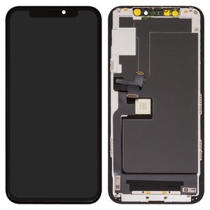 Pantalla LCD puede usarse con iPhone 11 Pro, negro, con marco, AAA, Tianma, con plásticos de cámara y sensor de acercamiento, TFT 