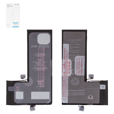 Batería JCID puede usarse con Apple iPhone 11 Pro, Li Polymer, 3.83 V , 3400 mAh, mayor capacidad, high capacity