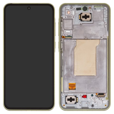 Pantalla LCD puede usarse con Samsung A356 Galaxy A35 5G, amarillo, con marco, Original PRC , lemon