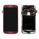 Дисплей для Samsung I9500 Galaxy S4, червоний, з рамкою, Оригінал (переклеєне скло)