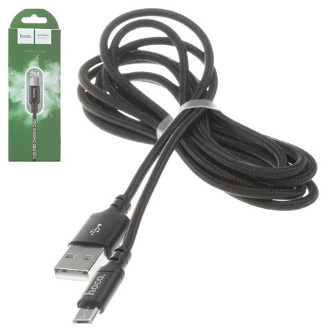 USB кабель Hoco X14, USB тип A, micro USB тип B, 200 см, 2 A, чорний