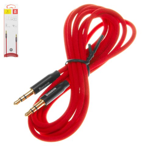 AUX кабель Baseus M30, TRS 3.5 мм, 150 см, червоний, в нейлоновому обплетенні, #CAM30 C91