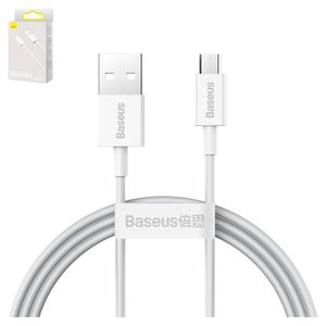 USB кабель Baseus Superior, USB тип A, micro USB тип B, 100 см, 2 A, білий, силіконовий, #CAMYS 02