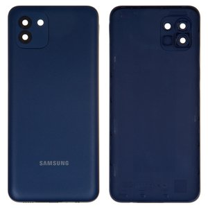 Задня панель корпуса для Samsung A035F Galaxy A03, синя, із склом камери