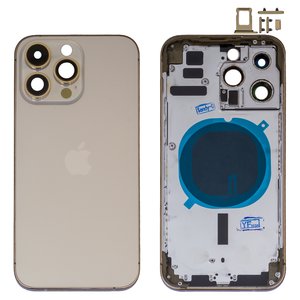 Корпус для iPhone 14 Pro Max, золотистый, с держателем SIM карты, с боковыми кнопками, Original PRC , EU Version, gold
