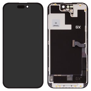 Дисплей для iPhone 14 Pro, чорний, з рамкою, High Copy, без мікросхеми, OLED , OEM hard