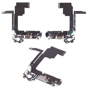 Шлейф для iPhone 15 Pro, коннектора зарядки, белый, с микрофоном, HC