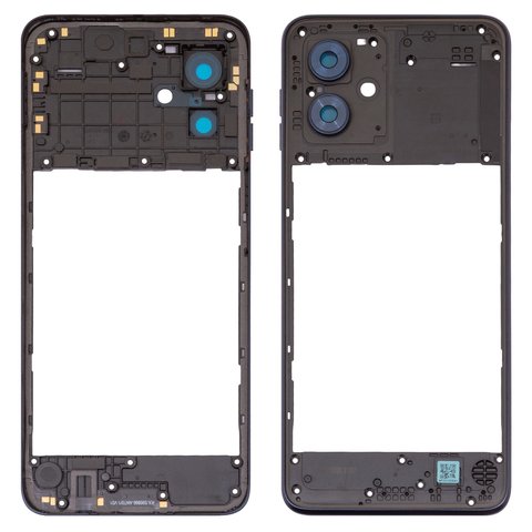 Средняя часть корпуса для Motorola Moto G64, синяя, со стеклом камеры