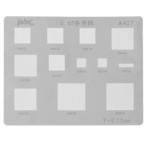 BGA-трафарет A427, шаг 0,65 мм, универсальный, 30×30, 24×24, 18×18, 16×4, 10×10 BGA-трафарет A427, шаг 0,65 мм, универсальный, 30×30, 24×24, 18×18, 16×4, 10×10